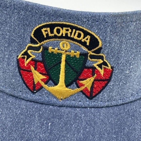 Vintage Y2K Distinctive Headwear Visor; Denim Blue; Florida Theme - Picture 2 of 5